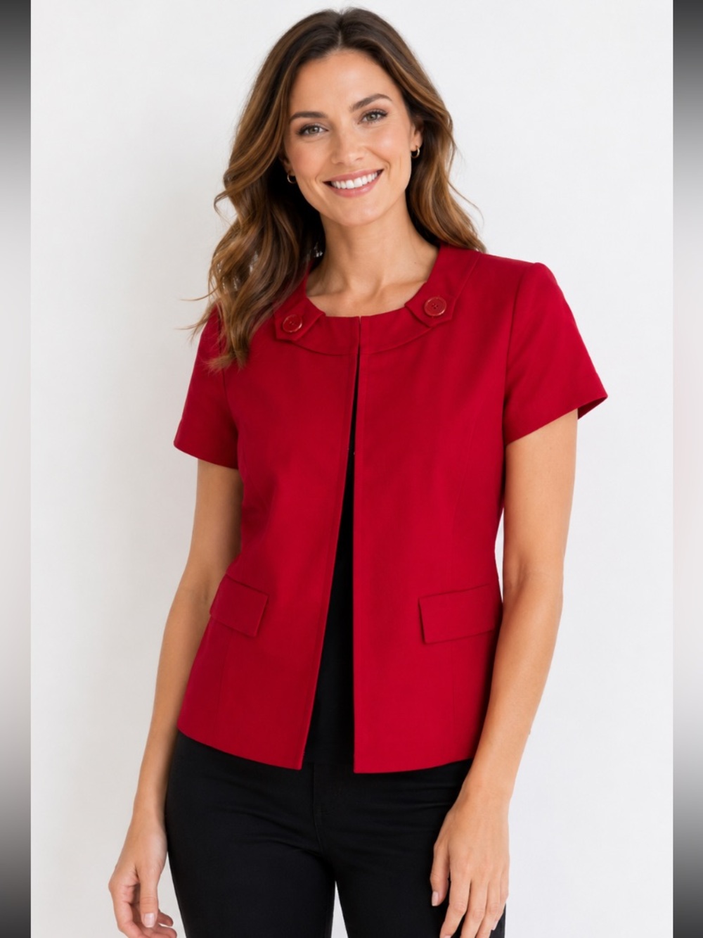 Y2K East 5th Vibrant Red Woman’s Blazer Short Sleeved Size Medium NWT